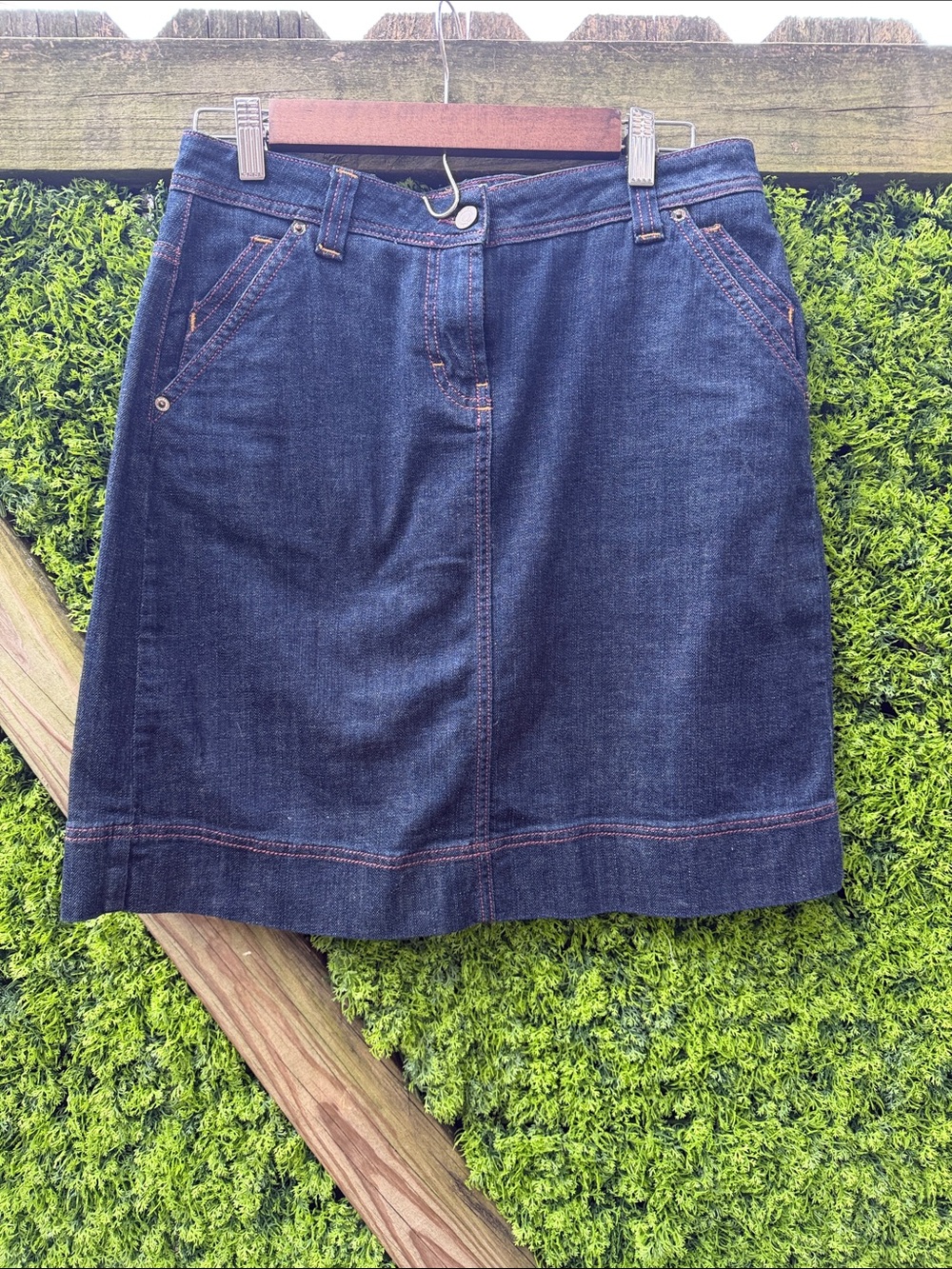 Boden Dark Blue Denim Skirt - Classic A-Line